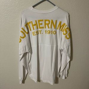 USM, SOUTHERN MISS spirit jersey. SMTTT. 👚 size med. white and yellow/gold